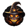 Scary black pumpkin witch