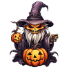 pumpkin skeleton witch