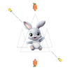 Grey rabbit and carrots