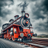 Locomotive on an abandoned station