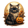 Cat with pumpkin on Halloween