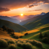 beautiful mountains with sunset