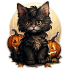 Cat with pumpkin on Halloween