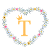 Letter T, Monogram, Heart, Personalizable