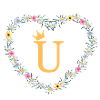 Letter U, Monogram, Heart, Personalizable