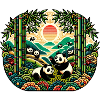 pandas inspiré d'art traditionnel chinois