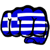 Grèce drapeau main poing