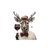 Happy deer with wine glass