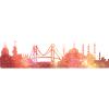 Sunset Skyline Aquarellbrücke