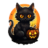 Chat noir d’Halloween avec citrouille