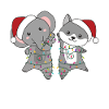 Elephant Christmas Winter Animals Wolf