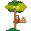 Orang-Utans sitzen in Baum