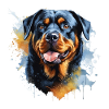 Vibrant Rottweiler Splash Art | Bold Dog Lover Pri