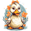 Cute duck with flowers