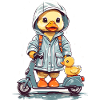 Cute duck with roller