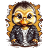 Cute duck with leather jacket