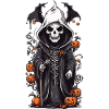 Skeleton Magician Halloween Cartoon Illustration