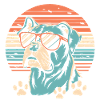 Retro Sunset Dog with Sunglasses