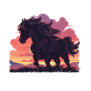 Horses, Black Horse, Horse, Sunset