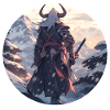 Samurai in snowy landscape