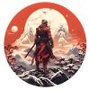 Samurai in snowy landscape