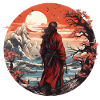 Samurai in snowy landscape
