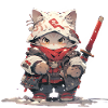 Chat mignon samouraï