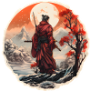 Samouraï dans un paysage enneigé