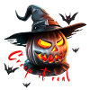 Halloween Pumpkins in Witch Hats
