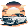 JDM - Retro Car and Sunset