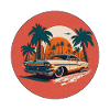 Retro Car and Miami Sunset