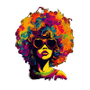 Signora africana con acconciatura afro funky