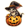 Halloween Hexenratte mit Kürbis