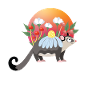 Opossum Fleurs Enfants Mignon