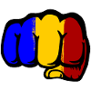 Roumanie drapeau main poing