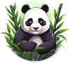 Giant panda with bamboo