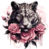 King Tiger with pink Roses