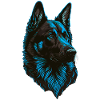 German Shepherd Head Blue