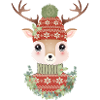 niedlicher Hirsch mit Pullover,Bommelmütze & Kranz