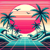 Retro Wave 80s Sunset