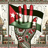 hand waving the Palestinian flag