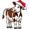 Cute cow with santa hat