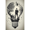 man inside a light bulb