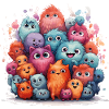 cute group of monsters