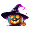 Halloween - Pumpkin Neon Witch Hat
