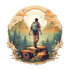 Berg-Wanderer im Sonnenuntergang