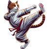 Coole Karate-Katze im Comic-Stil