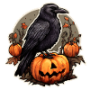 Halloween Raven with Pumpkin