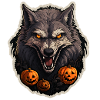 Halloween Wolf with Pumpkin