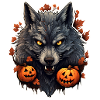 Halloween Wolf with Pumpkin